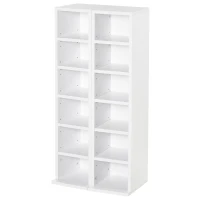 HOMCOM 2 Estanterías para CD o DVD con 12 Compartimentos para 204 CD's y Estante Ajustable 21x22,5x88,5 cm Blanco(m-12)