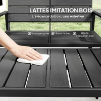Outsunny Salon de Jardin Extérieur 4 Pièces, Canapé 2 Places, 2 Chaises, Table Basse, Mobilier de Jardin en HDPE Effet Bois Noir(m-6)