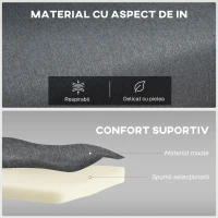 HOMCOM Fotoliu Pat cu Spătar Reglabil în 5 Poziții, Țesătură cu Aspect de In și Cadru din Oțel, 75x70x75 cm, Gri(m-6)
