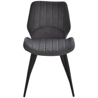 HOMCOM Dining Chairs Set of 2, PU Leather Upholstered Kitchen Chairs with Backs, Moulded Padded Seats and Steel Frame for Dining Room, Grey(m-8)