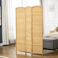 HOMCOM Paravent intérieur en bois 3 panneaux séparateur de pièce pliable pour salon chambre 135 x 180 cm bois naturel(m-10)