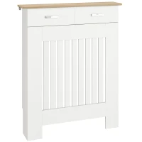 HOMCOM Copritermosifone a Doghe Antiribaltamento con Cassetto, in Legno, 78x19x97 cm, Bianco(m-1)