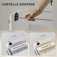 HOMCOM Schedario da Ufficio con 2 Cassetti, Ruote a Freno, Cassettiera Scrivania per Lettera/Formato A4, 40x40x54.1 cm, Bianco(m-5)