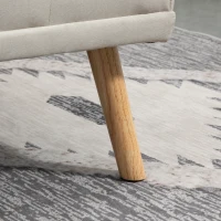 HOMCOM Slaapbank 3-zits, verstelbare rugleuning met inklaptafel, twee armkussens, linnenlook, beige, 181 x 77 x 78 cm(m-9)