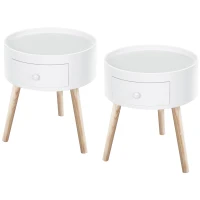 HOMCOM Lot de 2 tables basses - table de chevet - table de nuit ronde - design scandinave table d'appoint bout de canapé(m-12)