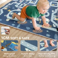AIYAPLAY Foldable Baby Play Mat, Baby Playpen, Reversible Foam Playmat, Floor Mats for Toddlers, Traffic and Grey Diamond Theme(m-7)