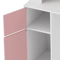 AIYAPLAY Escritorio Infantil con Silla Soporte Ajustable para Tablet Portalápices Tablero de Corcho Estantes Armarios Rosa(m-13)