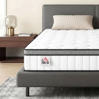 HOMCOM Matelas 140 x 190 cm, 20cm d'épaisseur, matelas à ressorts ensachés 7 zones mousse à mémoire forme au gel rafraîchissant(m-16)