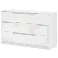 HOMCOM Cómoda com 6 Gavetas Cómoda de Dormitório Moderna com Sistema Anti-Tombo 120x40x75 cm Branco(m-11)