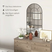 HOMCOM Espelho de Parede 76x149 cm 3 Peças Espelho de Entrada com Moldura de Metal em Forma de Janela para Sala Preto(m-5)