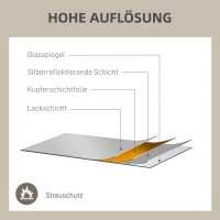 HOMCOM Wandspiegel, dekorativer Spiegel mit Metallrahmen, goldfarbene Streifen, Mehrschichtglas, 90B x 2T x 60H cm(m-6)