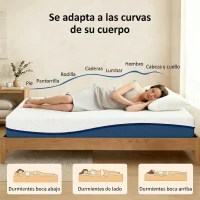 HOMCOM Colchón 190x90 cm Grosor 20 cm Colchón Viscoelástico con Té Verde Firmeza Media Cama Refrescante con Espuma de Gel(m-5)