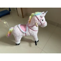 AIYAPLAY Reitpferd auf Rollen Spielpferd zum Reiten mit Einhorn-Design Rollen Sound Griffe Fußstütze bis 40 kg für Kinder 1–3(m-11)