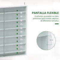 HOMCOM Vitrina de Pared de Madera con Estantes Ajustables y 2 Puertas Correderas de Cristal 80x9,5x83 cm Blanco(m-4)