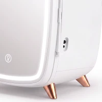 HOMCOM Skincare Refrigerator, 6L Mini Cosmetic Fridge with LED Mirror, Cooling Function for Bedroom, Skincare, Office, White(m-13)