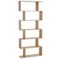 HOMCOM Estantería para Libros Moderna Librería con 6 Estantes para Comedor Salón Estudio 80x23x192 cm Roble(m-1)