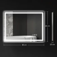 HOMCOM 60 x 80 cm Anti-Fog LED Bathroom Mirror, with Bluetooth - Silver Tone(m-3)