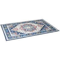 HOMCOM Vintage Rugs, Area Rugs Large Carpet for Living Room, Bedroom, Dining Room, 160x230 cm, Blue(m-10)