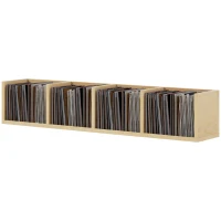 HOMCOM Wall Mount 84 CD / 56 DVD/Blu-ray/ Media Storage Rack 4 Cubes Wooden Shelf Organizer Unit Bookcase Display, Natural(m-10)