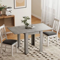 HOMCOM Table à manger extensible rectangle pour 4 à 6 personnes, table de cuisine 70-140 cm, patins en feutre, gris(m-8)