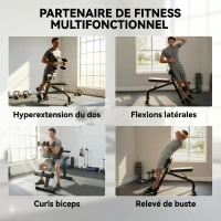 SPORTNOW Banc de Musculation Pliable avec Hauteur et Inclinaison Réglables pour Entraînement Dos Bras, 96,6x68x69-110cm, Noir(m-4)