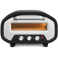 HOMCOM Electric Pizza Oven, Pizza Maker with 3 Knob Control and Ceramic Stone, Viewing Window, 2200W(m-1)