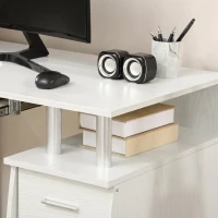 HOMCOM Bureau d'ordinateur, bureau informatique 120 x 55 cm avec plateau pour clavier, 3 tiroirs, pour chambre, domicile, blanc(m-7)