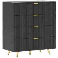 HOMCOM Elegant Four-Drawer Bedside Table - Black(m-1)
