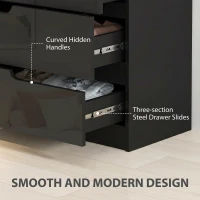 HOMCOM Chest of Four High Gloss Front Drawers - Black(m-5)