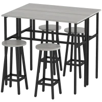 HOMCOM Ensemble table de bar style industriel 6 pièces, 2 tables hautes avec 4 tabourets - acier et panneaux de particules - 4 personnes(m-12)