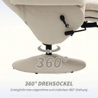 HOMCOM Relaxfauteuil met ligfunctie, bekerhouder en zijvak voor woonkamer of slaapkamer – crème(m-6)