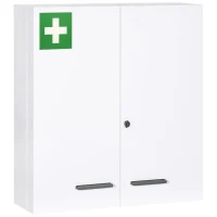 kleankin Armoire à pharmacie 6 étagères avec serrure et 2 clés de sécurité, 55x18x60 cm, blanc(m-12)
