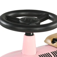 AIYAPLAY Kinder Glijauto, Vintage Ontwerp, Verborgen Opbergruimte, Kipbescherming, Toeter, 12-36 Maanden, Roze(m-10)