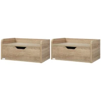 HOMCOM Set de 2 Mesitas de Noche de Pared Mesillas Flotantes con 1 Cajón para Dormitorio Habitación 40x30x19,5 cm Natural(m-11)