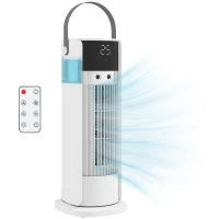 HOMCOM Ventilator de Masă cu Nebulizare, 3 Viteze, Timer 10H, Alb(m-11)