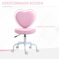 HOMCOM stoel draaistoel computer stoel zithoogteverstelling schattige roze linnen stof(m-5)
