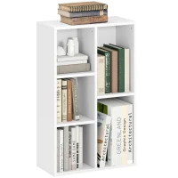 HOMCOM Bibliothèque étagère de rangement avec 5 compartiments, pour salon chambre à coucher bureau, 50x24x80cm, blanc(m-11)