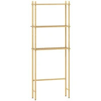 HOMCOM Ruimtebesparend Toiletregal 3 Niveaus, Natuurlijk Hout 69 x 25,5 x 181 cm(m-1)