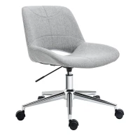 HOMCOM Bureaustoel, in hoogte verstelbaar, 360° draaibaar, tot 110 kg, metalen frame, lichtgrijs, 49 x 56,5 x 73-82,5 cm(m-10)