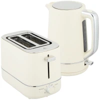 HOMCOM Set van 1,7 L Waterkoker en Toaster met 6 Bruiningsstanden, Beige(m-1)