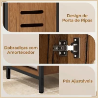 kleankin Coluna Casa de Banho Armário Alto Casa de Banho Estreito com Porta de Ripas Prateleiras Ajustáveis 37x30x167 cm Castanho Rústico(m-6)