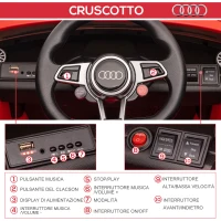 HOMCOM Macchina Elettrica per Bambini 3-5 Anni Licenza AUDI TT con Telecomando e Fari LED, 102x60x44 cm, Rosso(m-7)