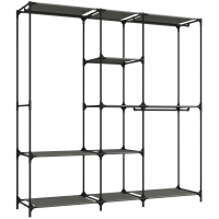 HOMCOM Armario Textil Portátil con 3 Barras para Ropa y 5 Estantes 182x43x182 cm Negro