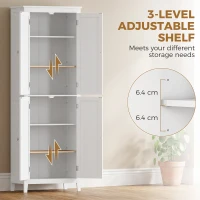 HOMCOM 170 cm Tall Bathroom Storage Cabinet, Freestanding Narrow Bathroom Cabinet with Adjustable Shelves for Laundry Room(m-5)