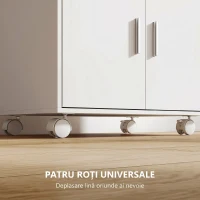 HOMCOM Dulap pentru Cuptorul cu Microunde din Lemn cu Sertar, Dulap cu 2 Uși și 2 Rafturi, 59x40x92 cm, Alb(m-6)