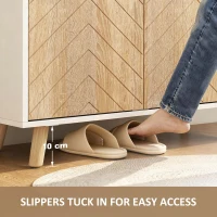 HOMCOM Zapatero Entrada Recibidor con 2 Puertas Estantes Ajustables y Compartimento Abierto 75x35x104 cm Blanco y Natural(m-6)