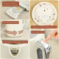 HOMCOM Set van 1,7 L Waterkoker en Toaster met 6 Bruiningsstanden, Beige(m-9)