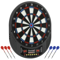 SPORTNOW Jeu de fléchettes électronique avec embouts souples, doubles écrans LED, 33 jeux, 202 variations, jusqu'à 8 joueurs(m-12)