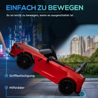 AIYAPLAY Elektrische Kinderauto 12V met afstandsbediening, 2 motoren, kinderauto met claxon, LED-verlichting, muziek, zachte start, extra steunwielen, voor kinderen van 3-5 jaar, rood(m-5)