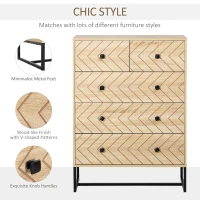 HOMCOM 5 Drawer Chest Sideboard Cabinet Storage Unit Bedroom Home Unique Zigzag Design w/ Black Metal Handles Anti Tip & Top(m-5)